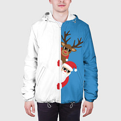 Куртка с капюшоном мужская Крутые Санта и Олень, цвет: 3D-белый — фото 2