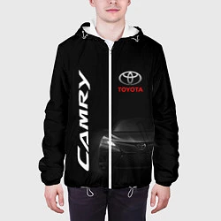 Куртка с капюшоном мужская Черная Тойота Камри, цвет: 3D-белый — фото 2