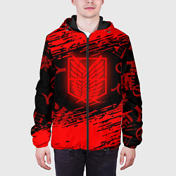 Куртка с капюшоном мужская Атака Титанов: Паттерн, цвет: 3D-черный — фото 2