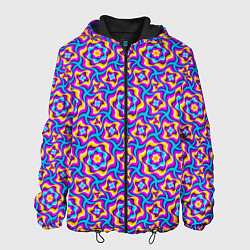 Куртка с капюшоном мужская Красочный фон с цветами, цвет: 3D-черный