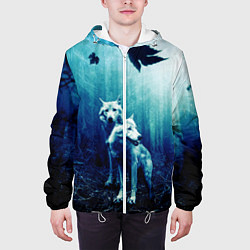 Куртка с капюшоном мужская ЛЕС, ВОЛКИ И ТУМАН, цвет: 3D-белый — фото 2