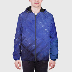 Куртка с капюшоном мужская Синие акварельные мазки, цвет: 3D-черный — фото 2