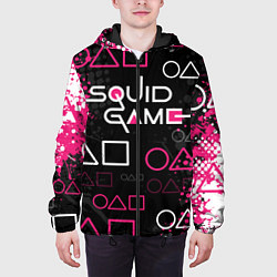 Куртка с капюшоном мужская Игра в кальмара: Гранж, цвет: 3D-черный — фото 2