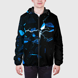 Куртка с капюшоном мужская Осколки стекла и молния, цвет: 3D-черный — фото 2