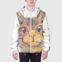 Куртка с капюшоном мужская A 018 Цветной кот, цвет: 3D-белый — фото 2