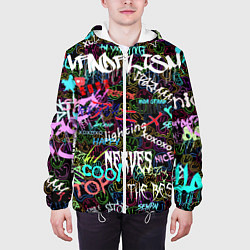 Куртка с капюшоном мужская Neon graffiti Smile, цвет: 3D-белый — фото 2