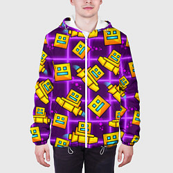 Куртка с капюшоном мужская Geometry Dash: Violet Space, цвет: 3D-белый — фото 2