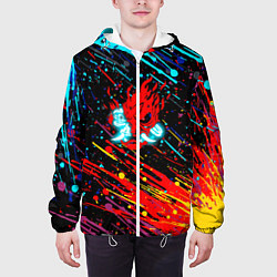 Куртка с капюшоном мужская Cyberpunk 2077 Цветные брызги, цвет: 3D-белый — фото 2