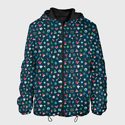 Куртка с капюшоном мужская Christmas Background, цвет: 3D-черный