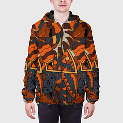 Куртка с капюшоном мужская Абстрактные текстуры, цвет: 3D-черный — фото 2