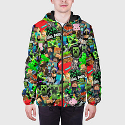 Куртка с капюшоном мужская МАЙНКРАФТ ВСЕ ГЕРОИ И ПРЕДМЕТЫ, цвет: 3D-черный — фото 2