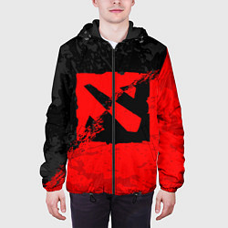 Куртка с капюшоном мужская DOTA 2 RED BLACK LOGO, БРЫЗГИ КРАСОК, цвет: 3D-черный — фото 2