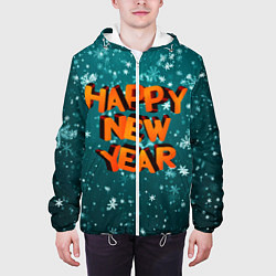 Куртка с капюшоном мужская HAPPY NEW YEAR 2022 С НОВЫМ ГОДОМ, цвет: 3D-белый — фото 2