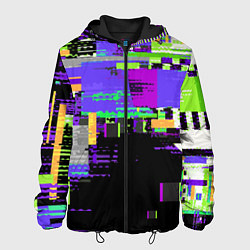 Куртка с капюшоном мужская Глитч эффект, цвет: 3D-черный