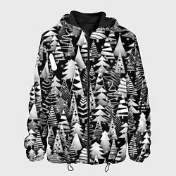 Куртка с капюшоном мужская Лес абстрактных ёлок, цвет: 3D-черный