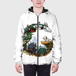 Куртка с капюшоном мужская Миры Хаяо Миядзаки унесенные призраками и другие, цвет: 3D-черный — фото 2