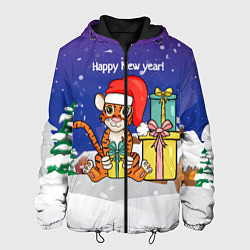 Мужская куртка Новый год 2022 - Тигр с подарками