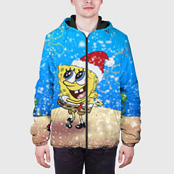 Куртка с капюшоном мужская НОВОГОДНИЙ ГУБКА БОБ КВАДРАТНЫЕ ШТАНЫ, цвет: 3D-черный — фото 2