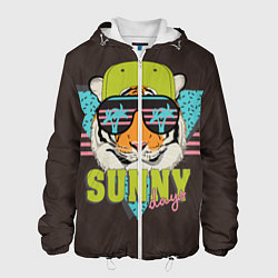 Куртка с капюшоном мужская Солнечный тигр, цвет: 3D-белый