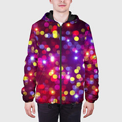 Куртка с капюшоном мужская ПРАЗДНИЧНЫЕ ОГОНЬКИ НОВЫЙ ГОД 2022, цвет: 3D-черный — фото 2