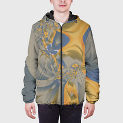 Куртка с капюшоном мужская Орхидеи Небо и песок Абстракция 403-1, цвет: 3D-черный — фото 2