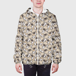 Куртка с капюшоном мужская Щенки Бульдога, цвет: 3D-белый — фото 2