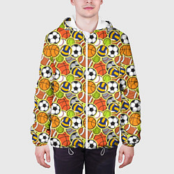 Куртка с капюшоном мужская Спортивные Мячи, цвет: 3D-белый — фото 2