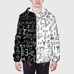 Куртка с капюшоном мужская ЧЁРНО БЕЛЫЕ ФОРМУЛЫ ФИЗИКА МАТЕМАТИКА, цвет: 3D-белый — фото 2