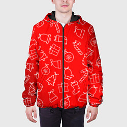 Куртка с капюшоном мужская Happy New Year - Новогодний узор, цвет: 3D-черный — фото 2