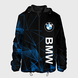 Куртка с капюшоном мужская BMW, БМВ ГЕОМЕТРИЯ ПОЛОСЫ, цвет: 3D-черный