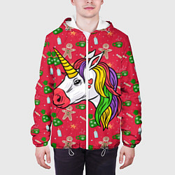 Куртка с капюшоном мужская New Year Unicorn 2022, цвет: 3D-белый — фото 2