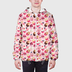 Куртка с капюшоном мужская Пирожные с Ягодами, цвет: 3D-белый — фото 2