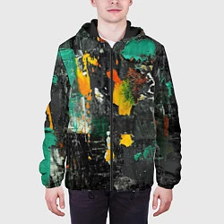 Куртка с капюшоном мужская Пятна краски, цвет: 3D-черный — фото 2