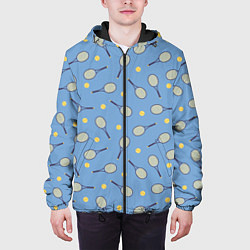 Куртка с капюшоном мужская Большой теннис паттерн, цвет: 3D-черный — фото 2