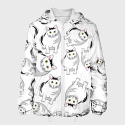 Куртка с капюшоном мужская КОТИКИ МЕМ МЯУ, цвет: 3D-белый