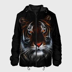 Куртка с капюшоном мужская Тигр в Темноте Глаза Зверя, цвет: 3D-черный