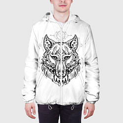 Куртка с капюшоном мужская Волчий портрет, цвет: 3D-белый — фото 2