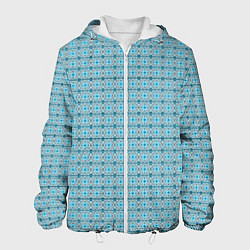 Куртка с капюшоном мужская Новогодний узор голубой, цвет: 3D-белый