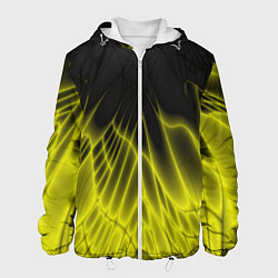 Куртка с капюшоном мужская Коллекция Rays Лучи Желтый и черный Абстракция 662, цвет: 3D-белый