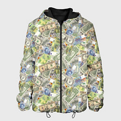 Куртка с капюшоном мужская Разная Денежная Валюта Доллары, Евро, Франки, цвет: 3D-черный