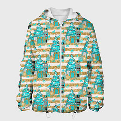 Куртка с капюшоном мужская Щелкунчик и елочка, цвет: 3D-белый
