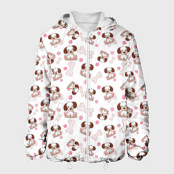 Куртка с капюшоном мужская Милые щенята, цвет: 3D-белый