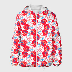 Куртка с капюшоном мужская Любовь гендерные символы, цвет: 3D-белый