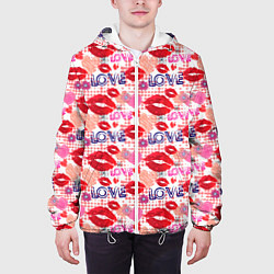 Куртка с капюшоном мужская LOVE поцелуи, цвет: 3D-белый — фото 2