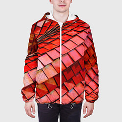 Куртка с капюшоном мужская Красная спартаковская чешуя, цвет: 3D-белый — фото 2