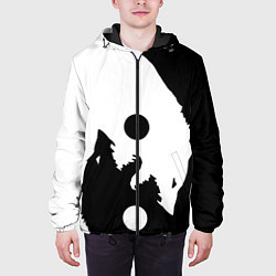 Куртка с капюшоном мужская Волки Инь и Янь Добро и Зло, цвет: 3D-черный — фото 2