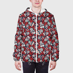 Куртка с капюшоном мужская Skulls & roses, цвет: 3D-белый — фото 2