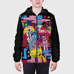 Куртка с капюшоном мужская Разноцветные монстры, цвет: 3D-черный — фото 2