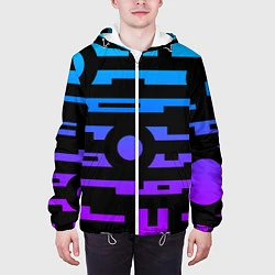 Куртка с капюшоном мужская Неоновая геометрия Neon, цвет: 3D-белый — фото 2