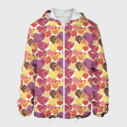 Куртка с капюшоном мужская Красивые Сердечки LOVE, цвет: 3D-белый